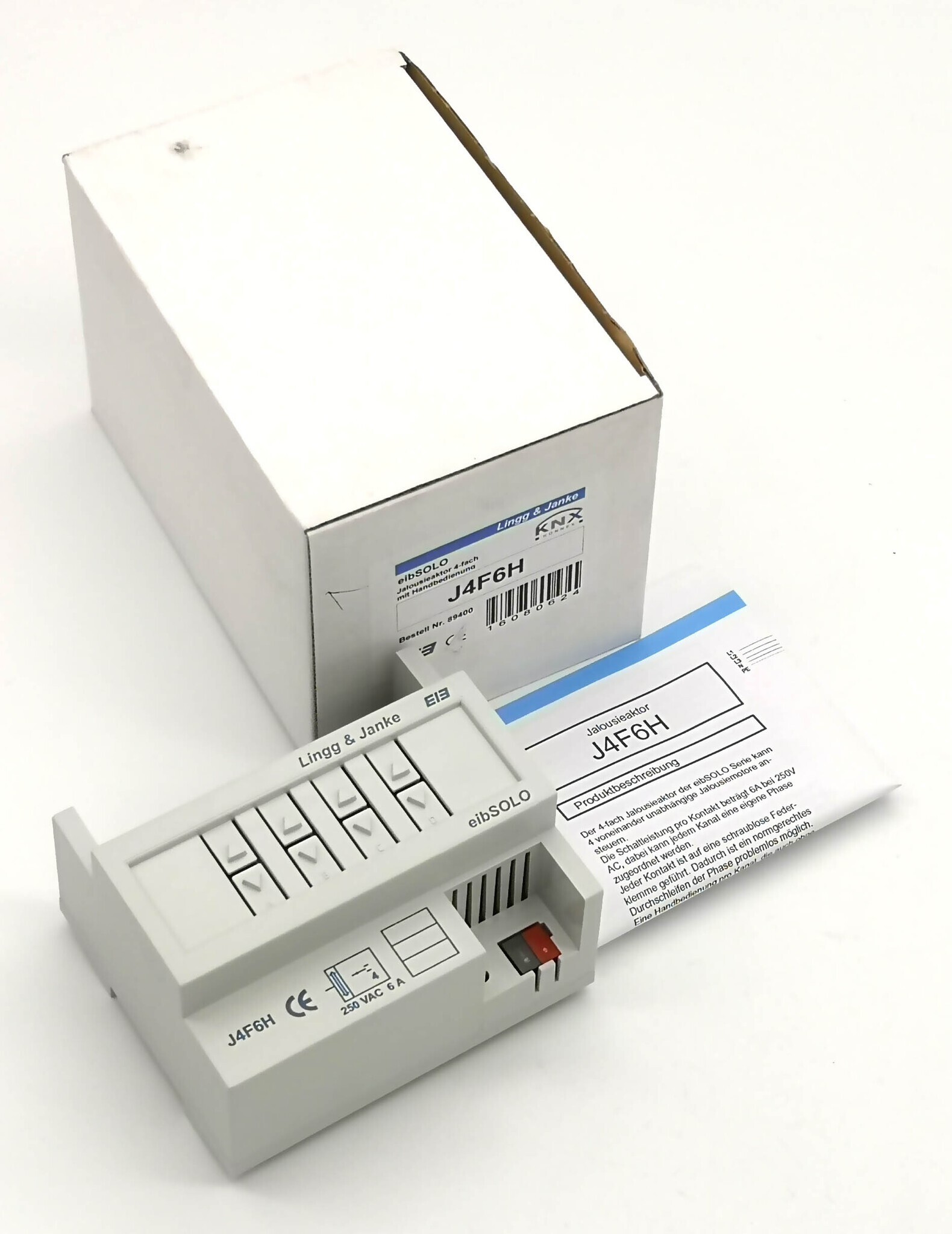 Модуль управления жалюзи KNX, LINGG-JANKE J4F6H 89400 4x канальный Standart, 6А / 250В~