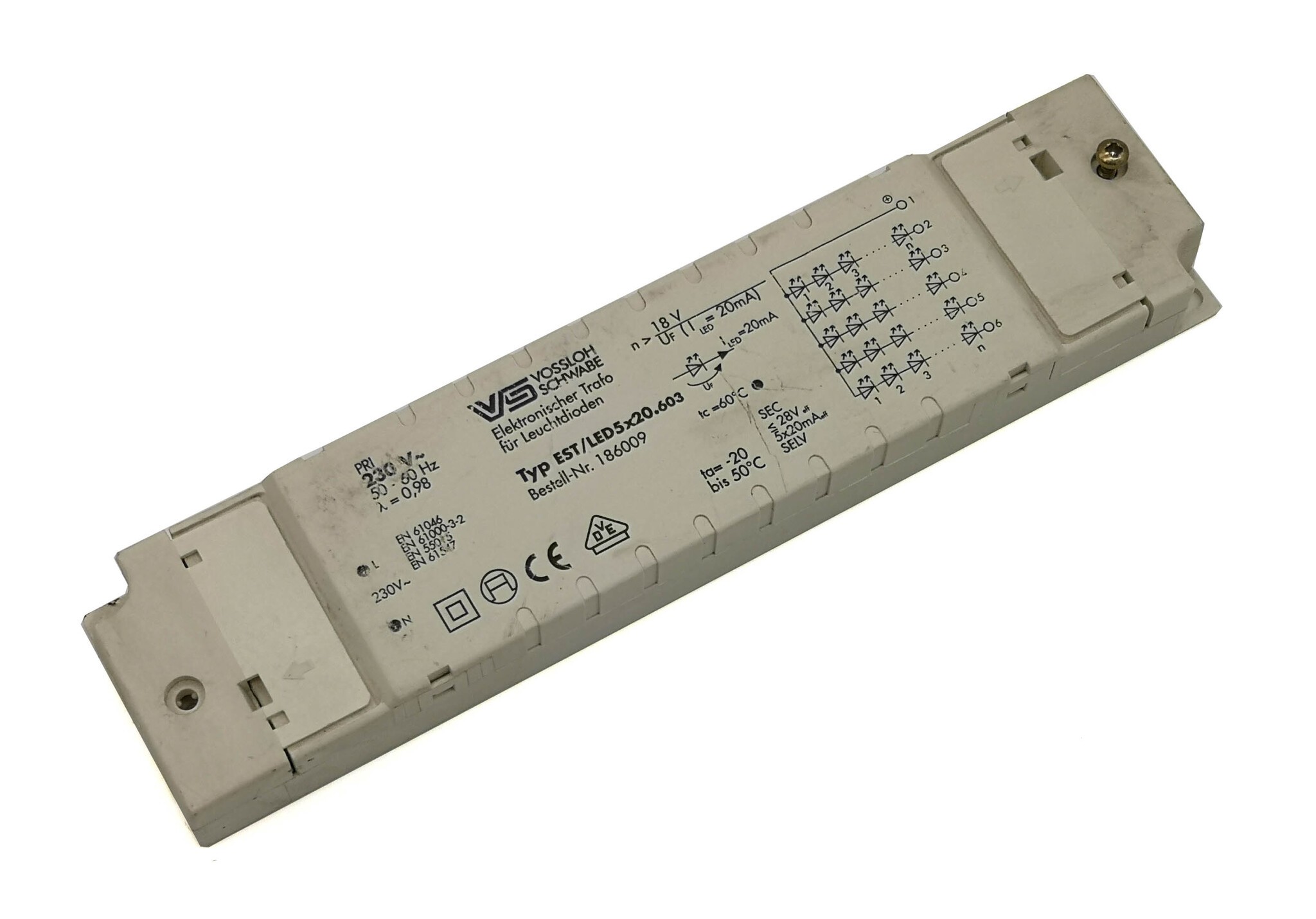 Драйвер светодиодов ЭПРА 5x20W Vossloh Schwabe EST/LED5X20.603 186009 (--)