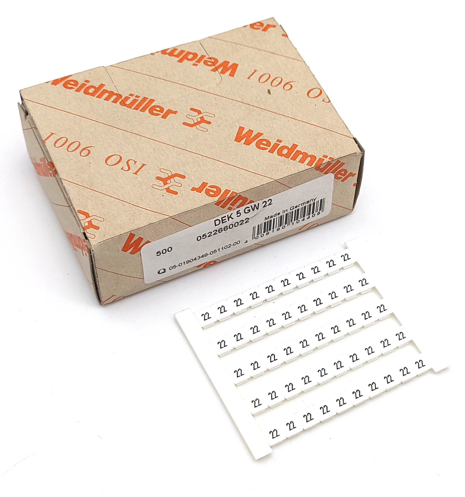 Маркер для клемм 5х5мм dekafix 5 GW 22 (50 шт.) Weidmuller 0522660022